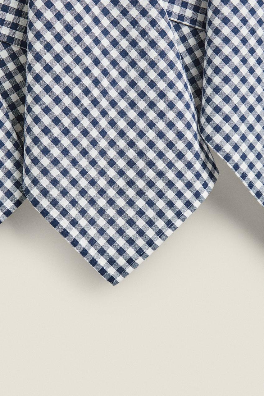 GINGHAM CHECK COTTON TEA TOWEL (PACK OF 3) - Navy / White