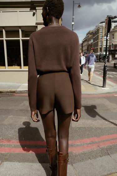 PULL 100 % LAINE MAILLE UNIE - Marron de Zara - Image 2