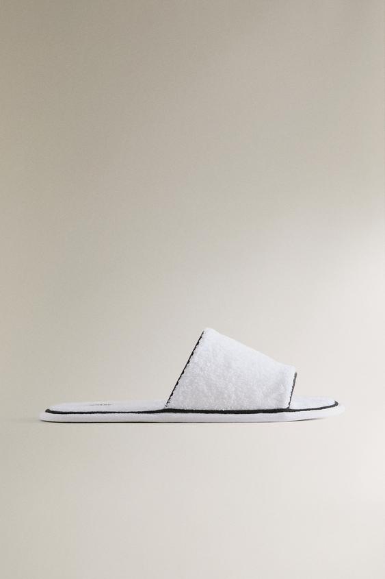 CONTRAST PIPED TOWEL BATH SLIDERS - White by Zara - Image 0