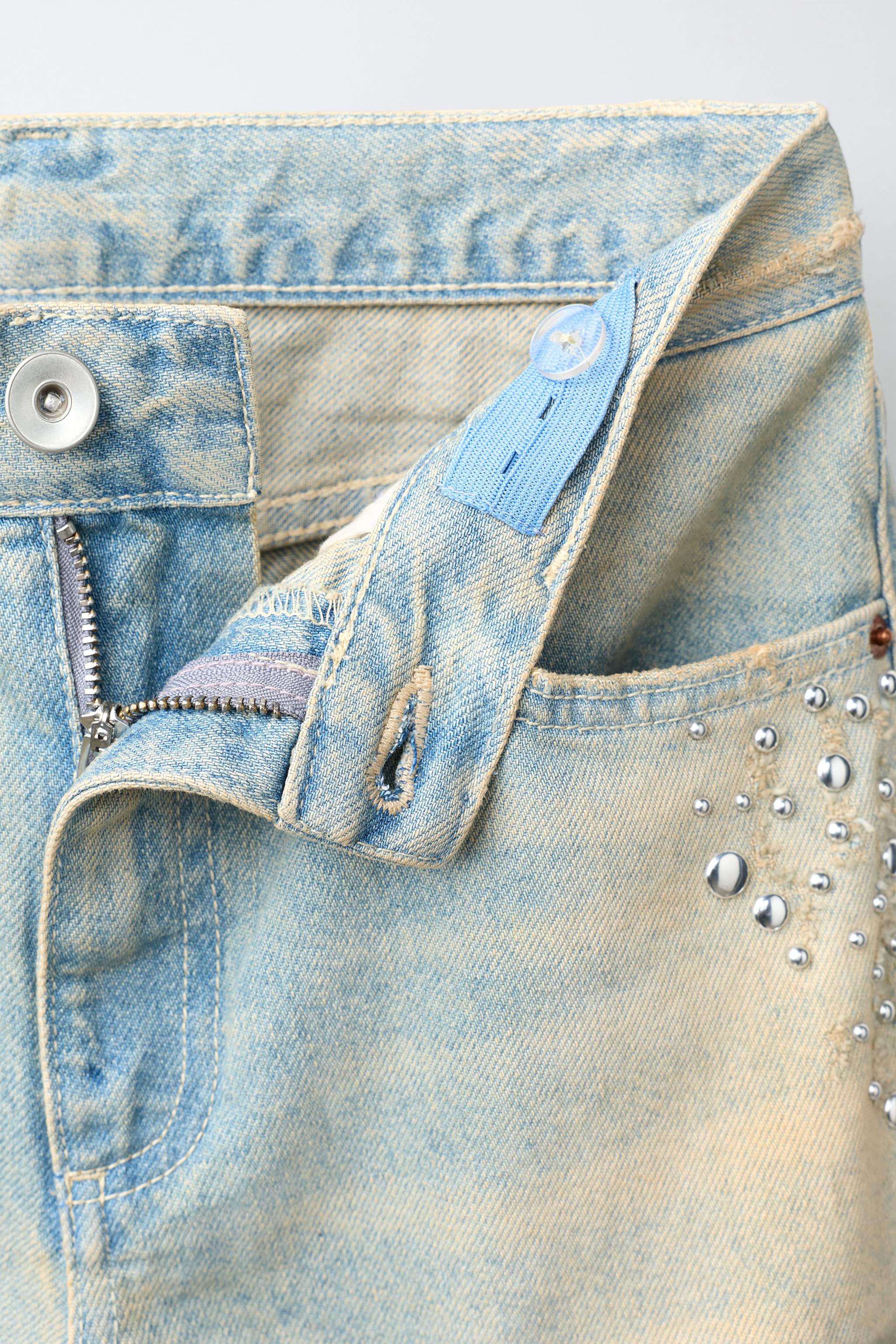 Детские джинсы Zara STUDDED BARREL JEANS — фото 3