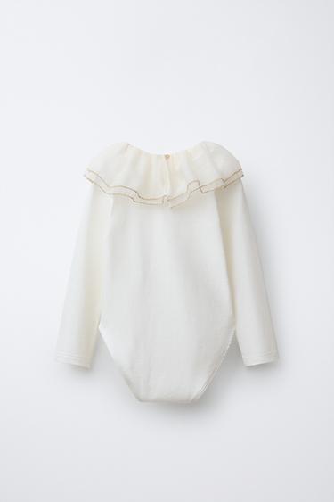 بودي بياقة مزدوجة من التول - أبيض مكسور by Zara