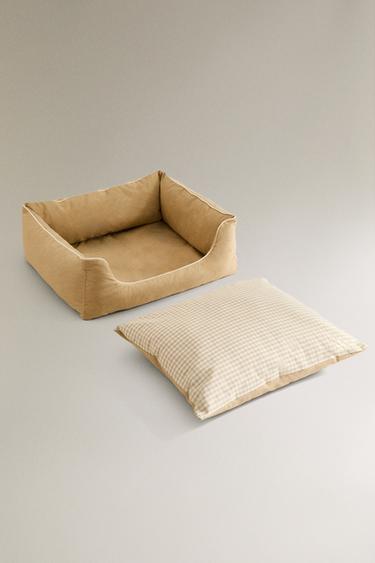 GINGHAM PET BED WITH CUSHION - Beige by Zara - Image 4