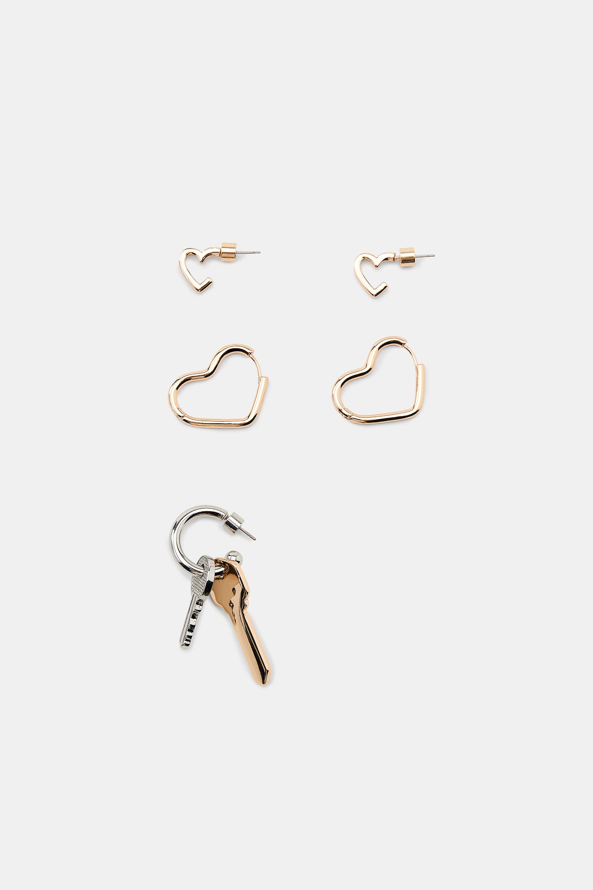 ピアスセット ハートキーピアスセット - ゴールド | ZARA Japan / 日本