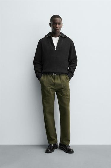 PURL KNIT QUARTER-ZIP JUMPER - Black by Zara