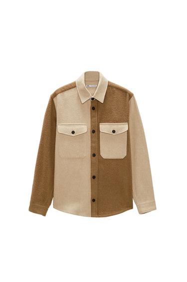 BRUSHED COLOUR BLOCK OVERSHIRT
