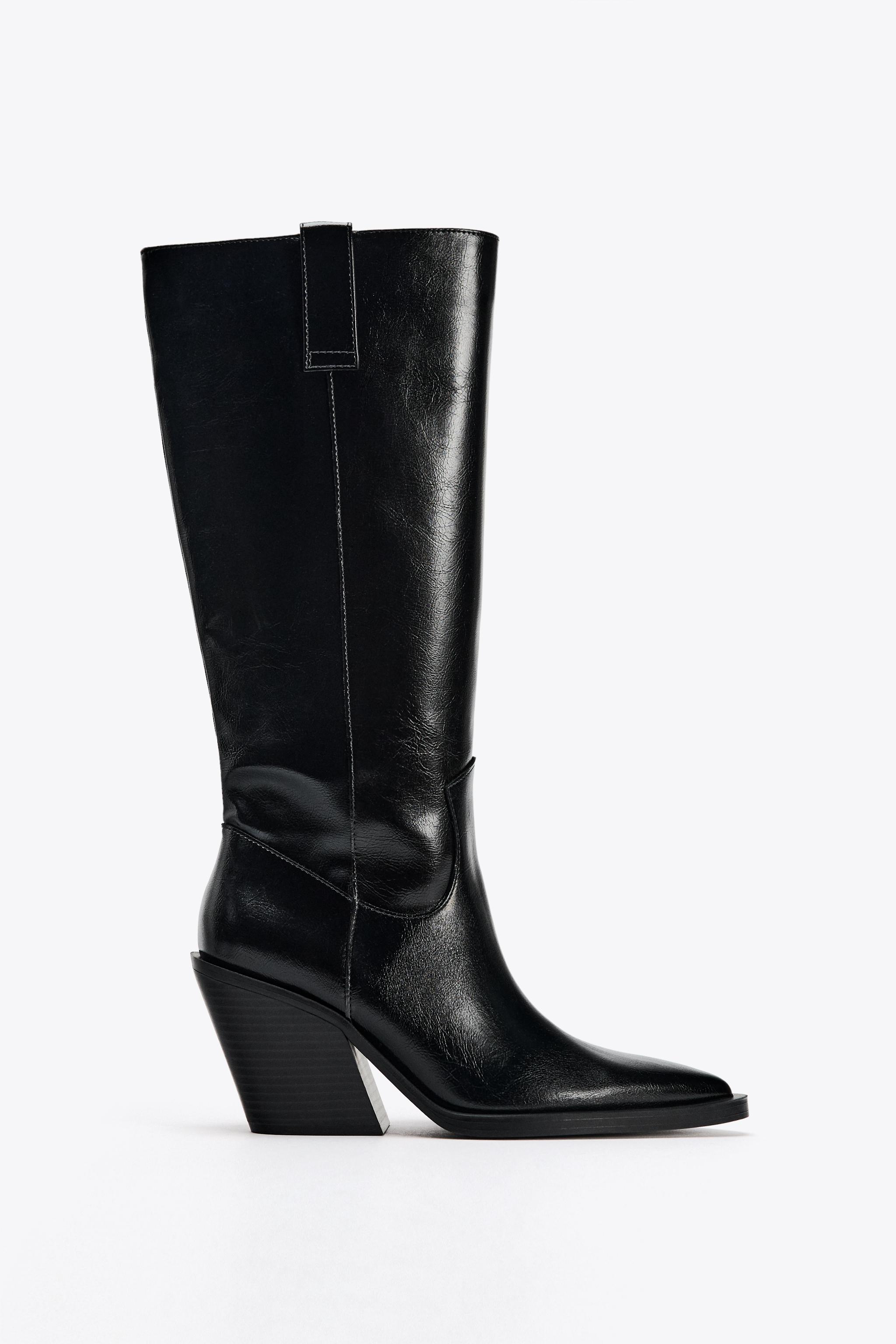 ZARA / ウエスタンロングブーツ / ブラック 36 ZARA】タグ付き未使用ロングブーツブラック25センチ