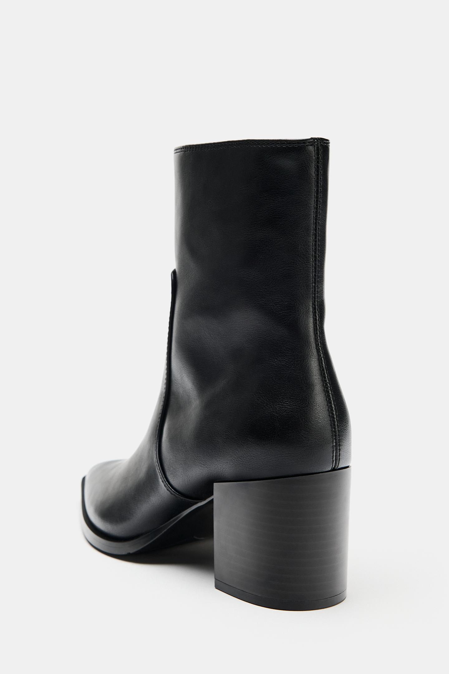 Женские ботинки Zara Block Heel Ankle, цвет: Чёрный — фото 4