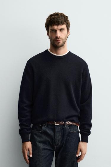 REGULAR FIT CASHMERE JUMPER - Navy blue by Zara