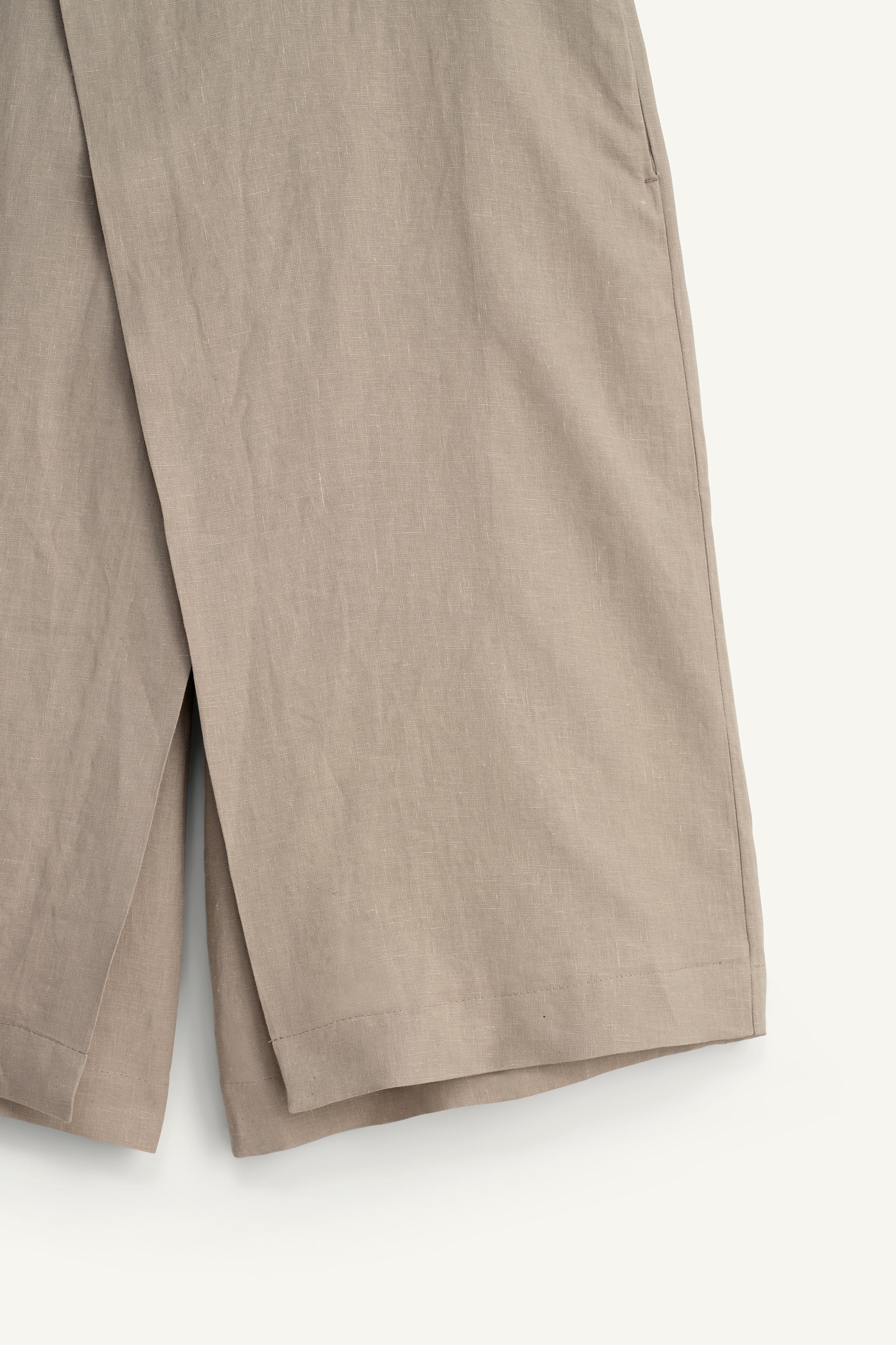 100% LINEN WIDE FIT WRAP SHORTS - Beige | ZARA United States