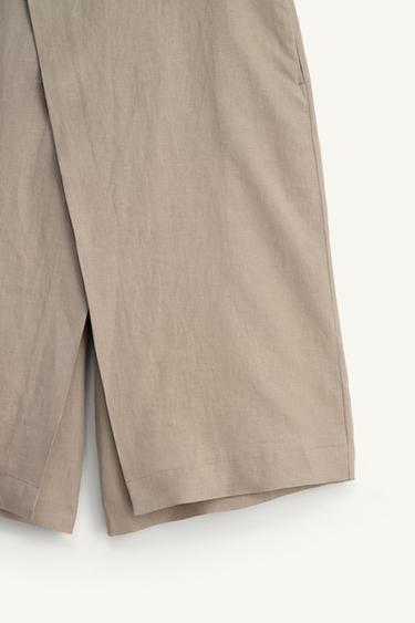 SHORT CROISÉ WIDE FIT 100% LIN - Beige de Zara - Image 11