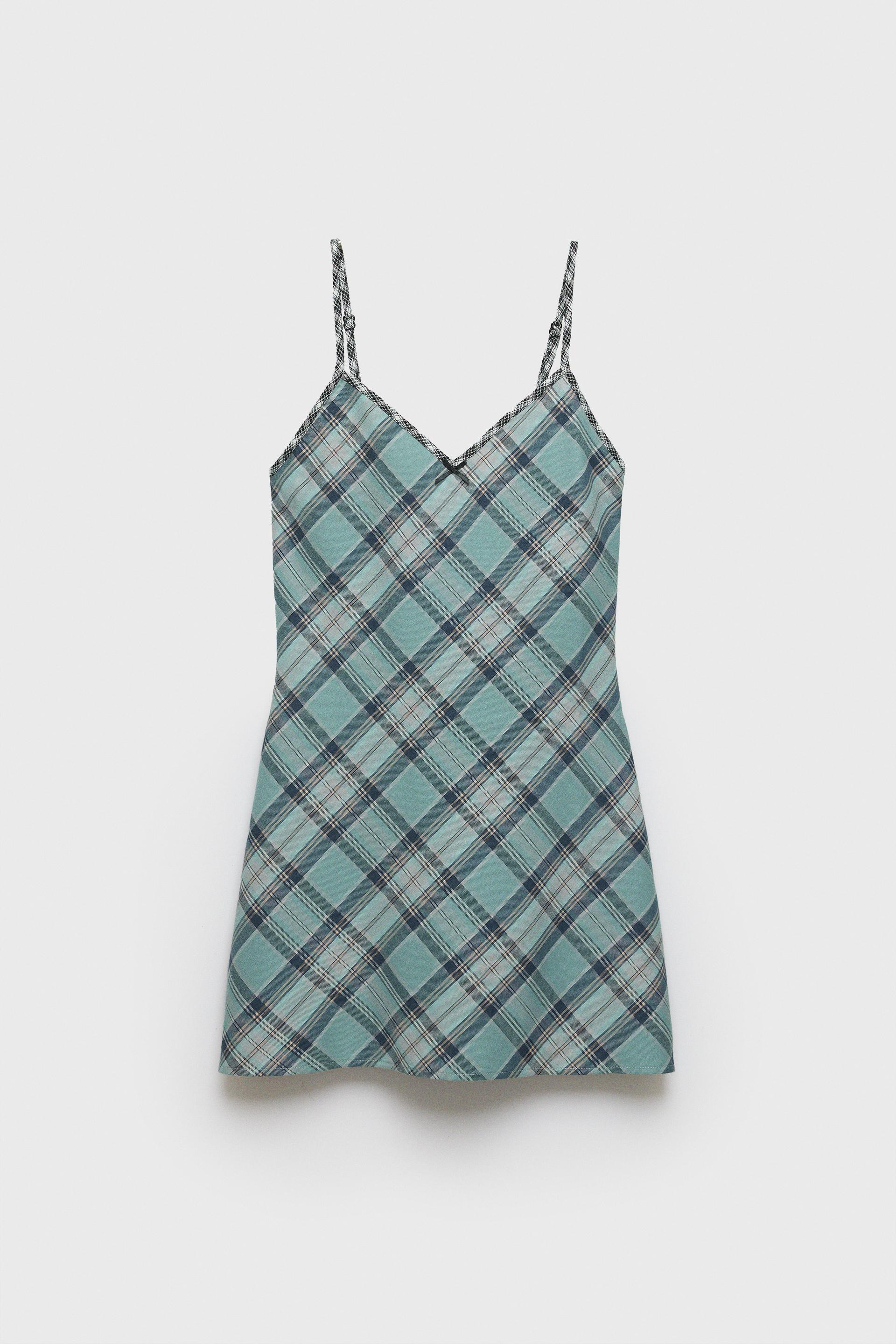 Zara blue fashion plaid dress