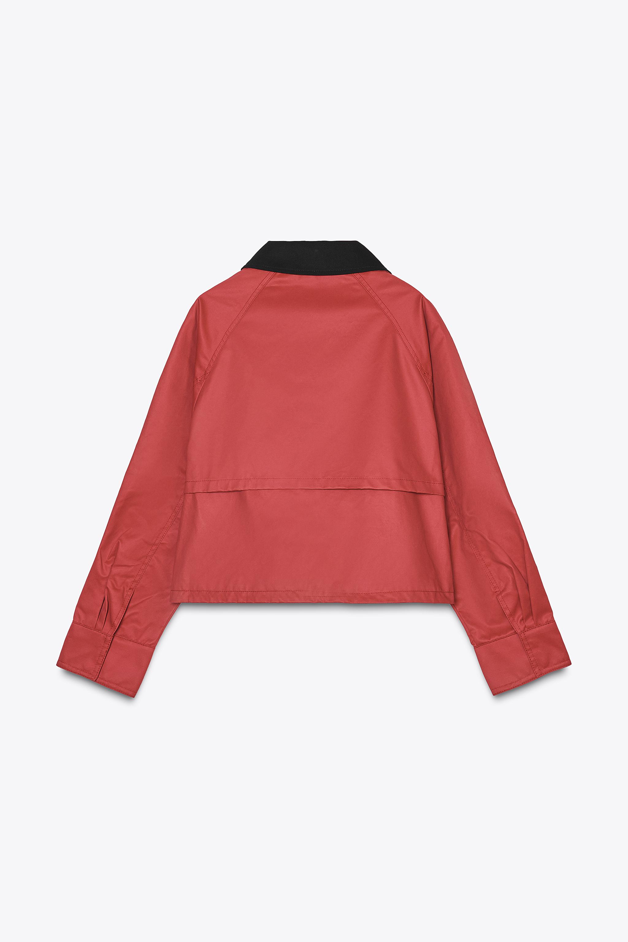 WAXED JACKET WITH CONTRASTING COLLAR - Red | ZARA United States