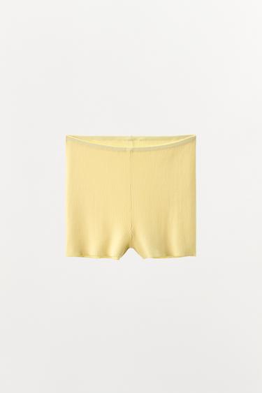 SHORT EN MAILLE CÔTELÉE - Jaune de Zara - Image 2