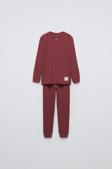 Zara 6-14 YEARS/ PLAIN HENLEY PAJAMAS - Burgundy
