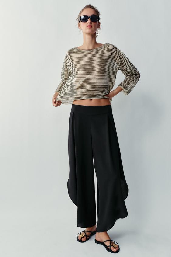 PANTALÓN FLUIDO ABERTURAS - Negro de Zara - Imagen 0