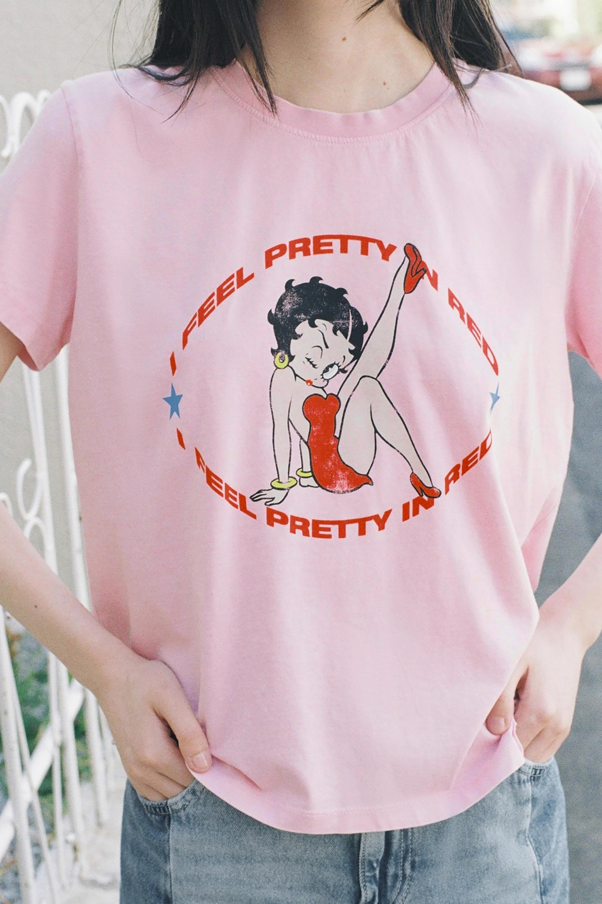 ZARAザラおしゃれベティ・ブープ プリントTシャツトップス サーフプリントTシャツ - ブラック | ZARA Japan / 日本