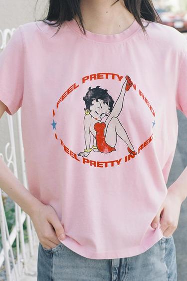 BETTY BOOP® 워싱 효과 티셔츠 - Zara 로즈핑크
