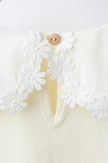 DAISY PETER PAN COLLAR T-SHIRT - Ecru by Zara - Image 3