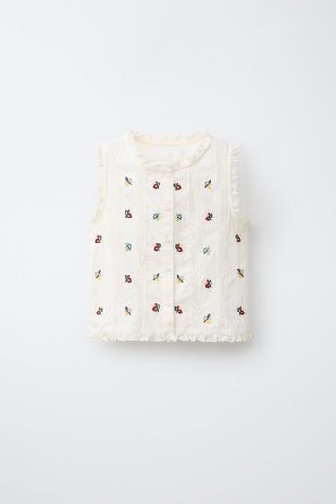 EMBROIDERED LACE BLOUSE - Ecru by Zara - Image 0