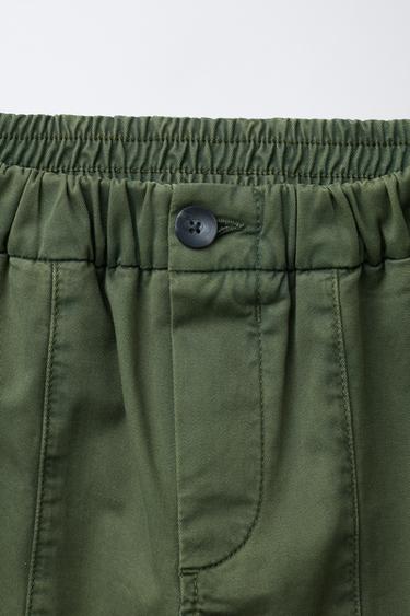 PANTALON BALLOON NERVURÉ - Kaki de Zara - Image 2