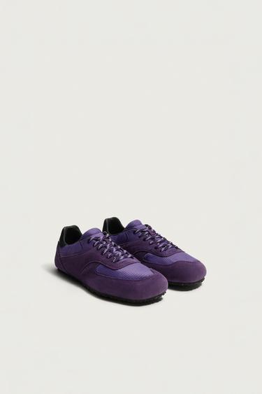 BAREFOOT LEATHER DETAIL SNEAKERS — Purple 1