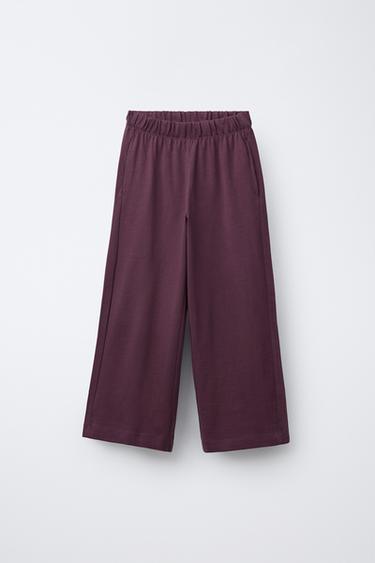 Zara BASIC WIDE LEG PANTS - Eggplant