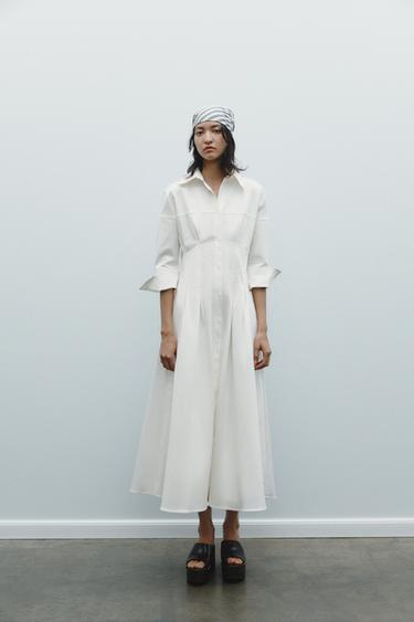 MIDI SHIRT DRESS - White by Zara