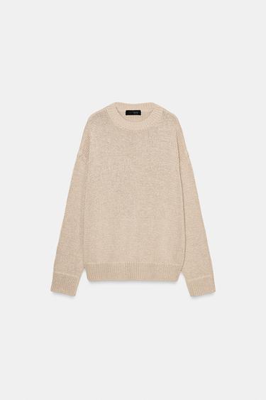 GROFGEBREIDE TRUI - Beige van Zara