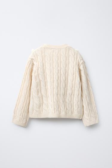PULL EN MAILLE À TORSADES ET TULLE - Écru de Zara - Image 1