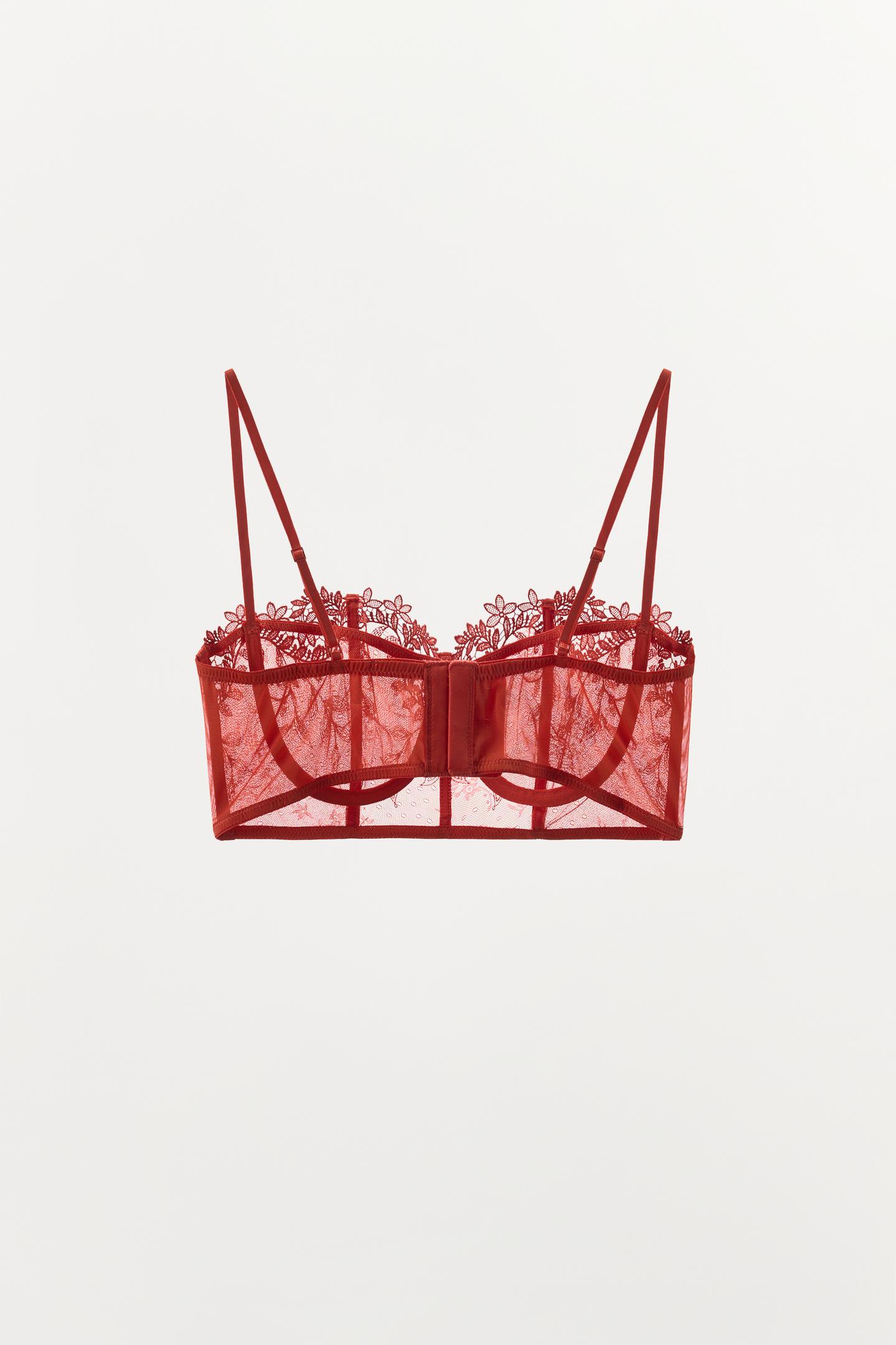 Бралетт, на косточках, кружево — Zara, цвет: Красный — фото 6