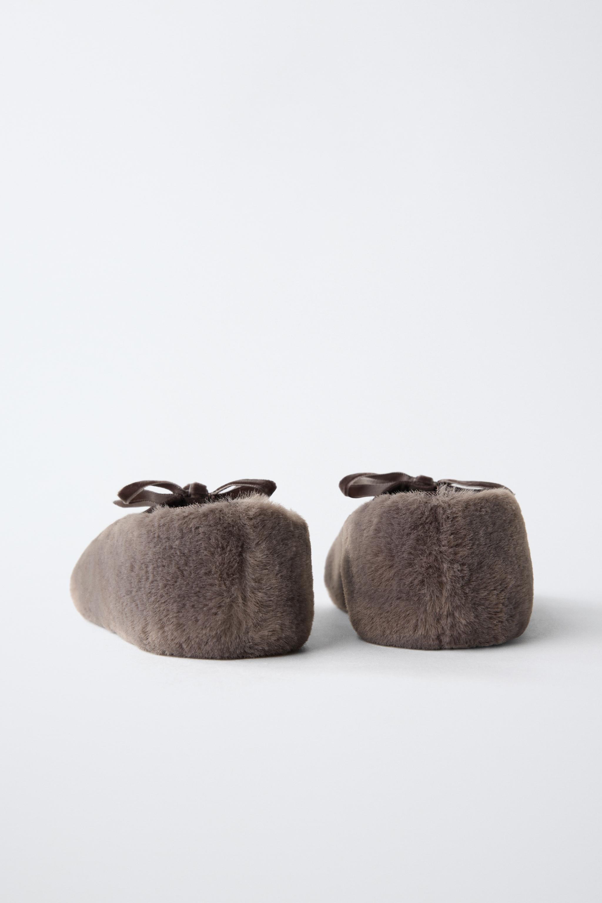 BALLERINES EFFET FOURRURE ET NŒUD