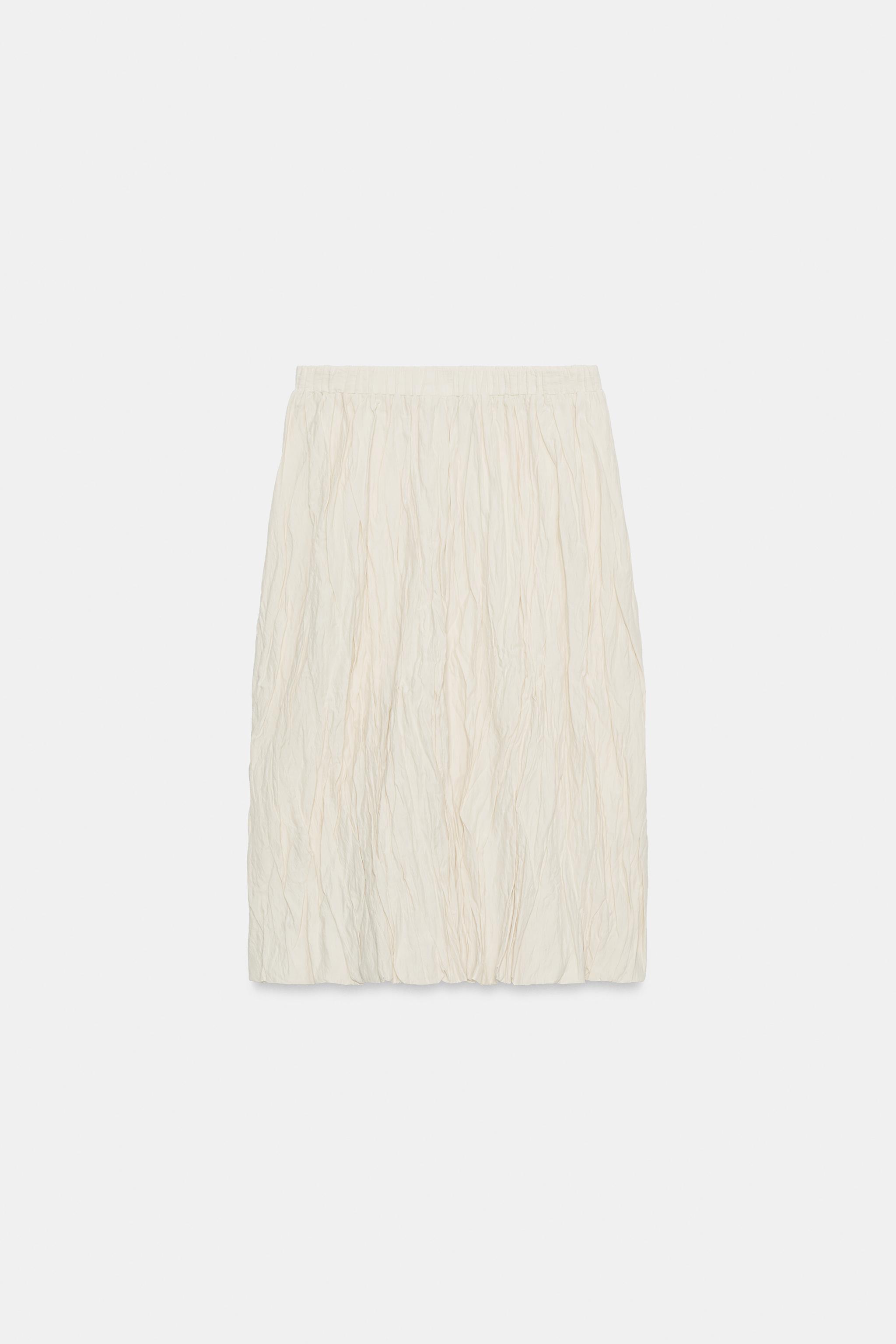 WRINKLED KNIT MIDI SKIRT