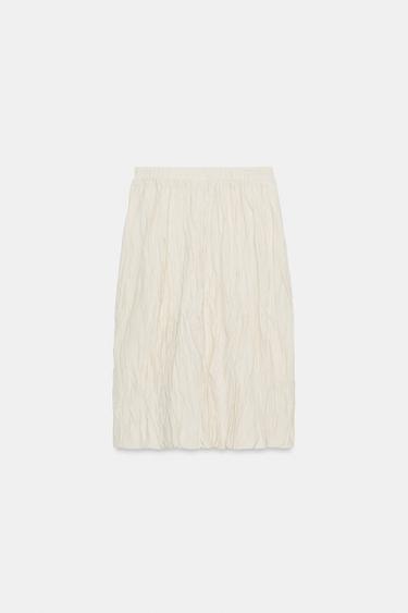 JUPE MI-LONGUE EN MAILLE EFFET FROISSÉ - Crème de Zara - Image 4