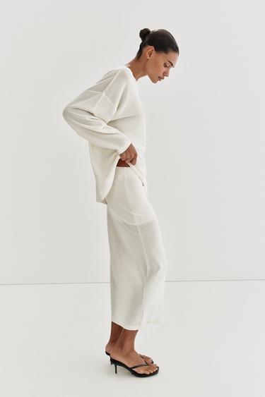 PULL OVERSIZE EN MAILLE FINE - Blanc de Zara - Image 3