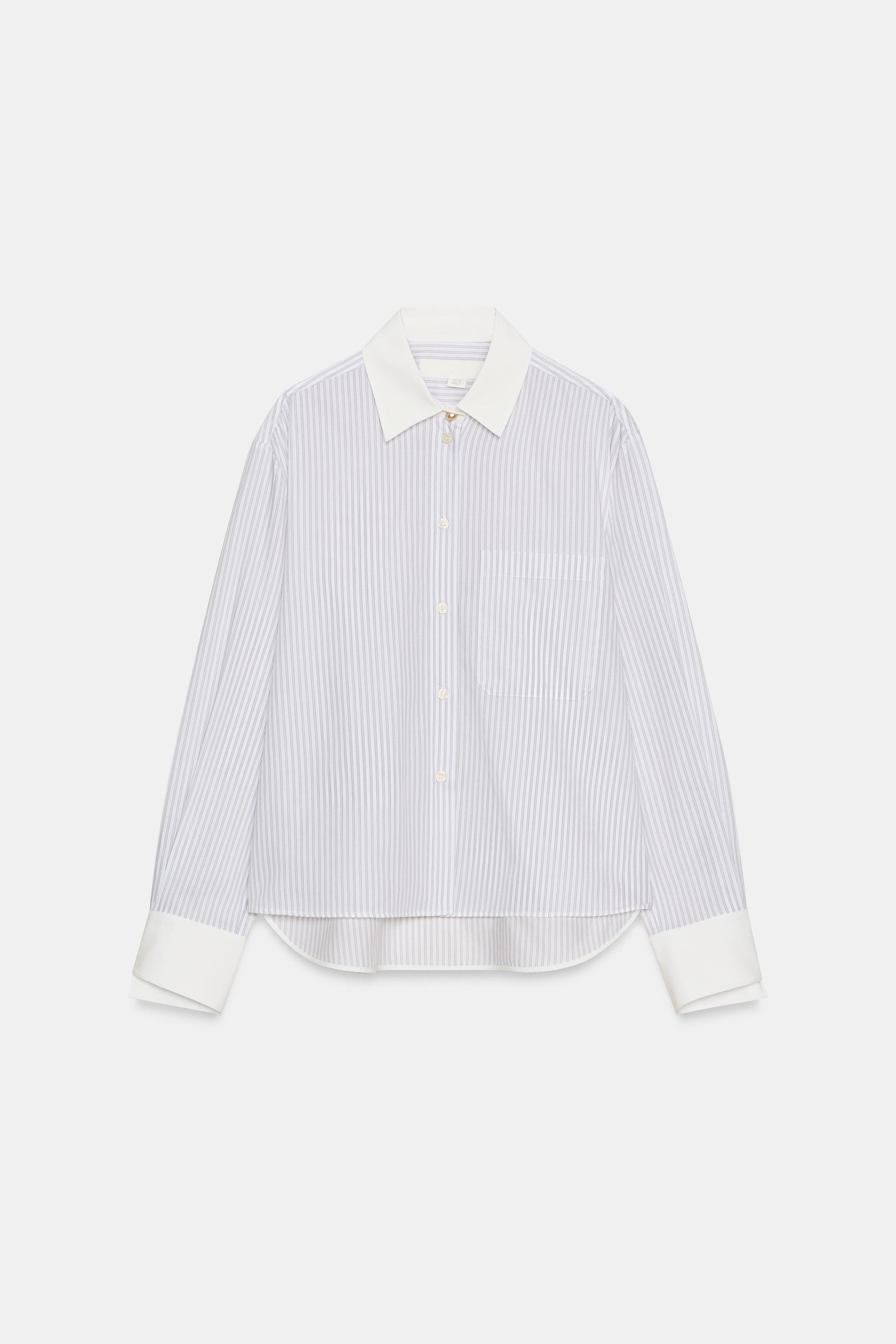 STRIPED SHIRT WITH CONTRAST COLLAR ZW COLLECTION