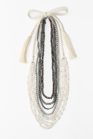 НАБІР ІЗ 2 НАМИСТ З НАМИСТИНАМИ ТА ПЕРЛИНАМИ - Перлинно-сірий Zara