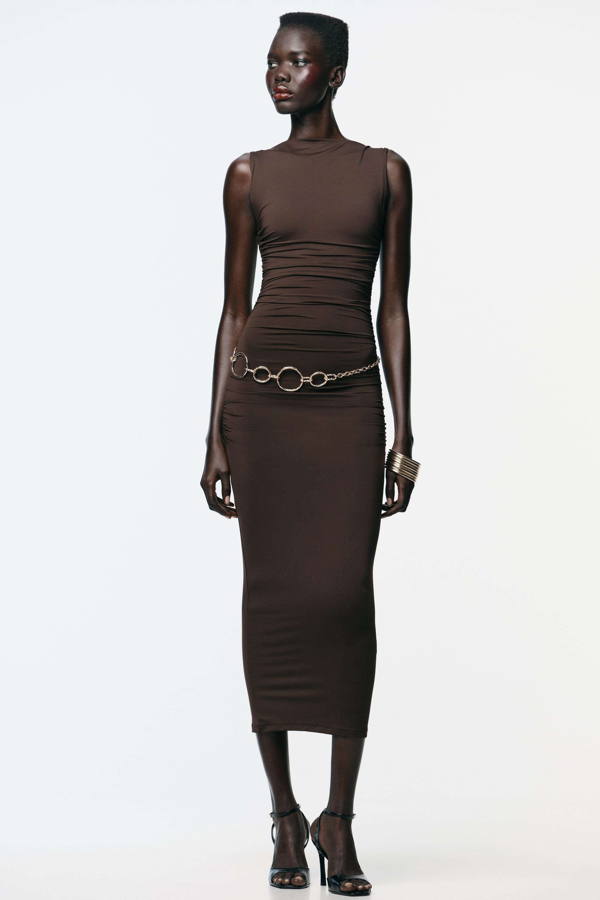 SEASHELL POLYAMIDE DRESS - Dark brown | ZARA United States