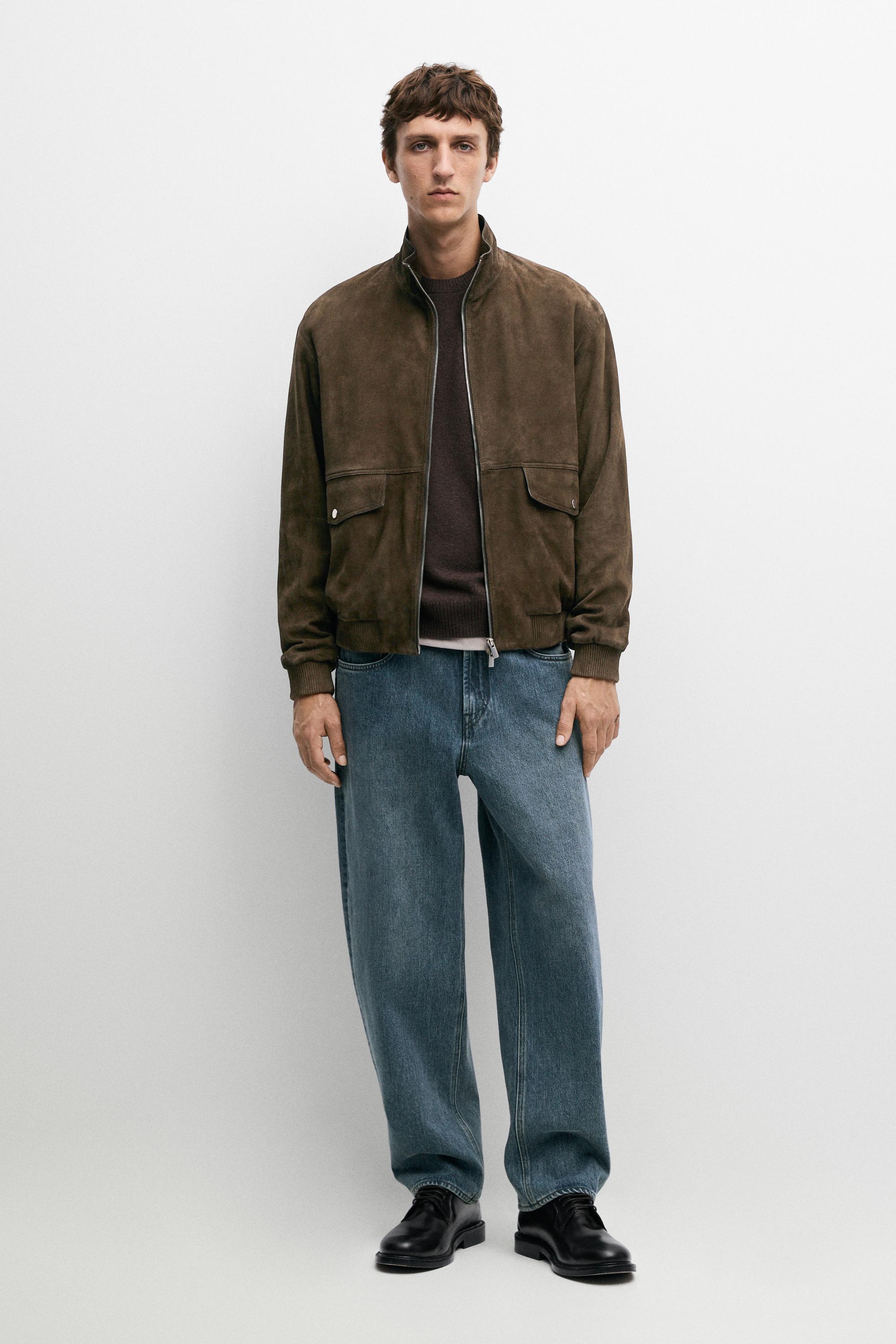 Blouson détail poches cuir et daim