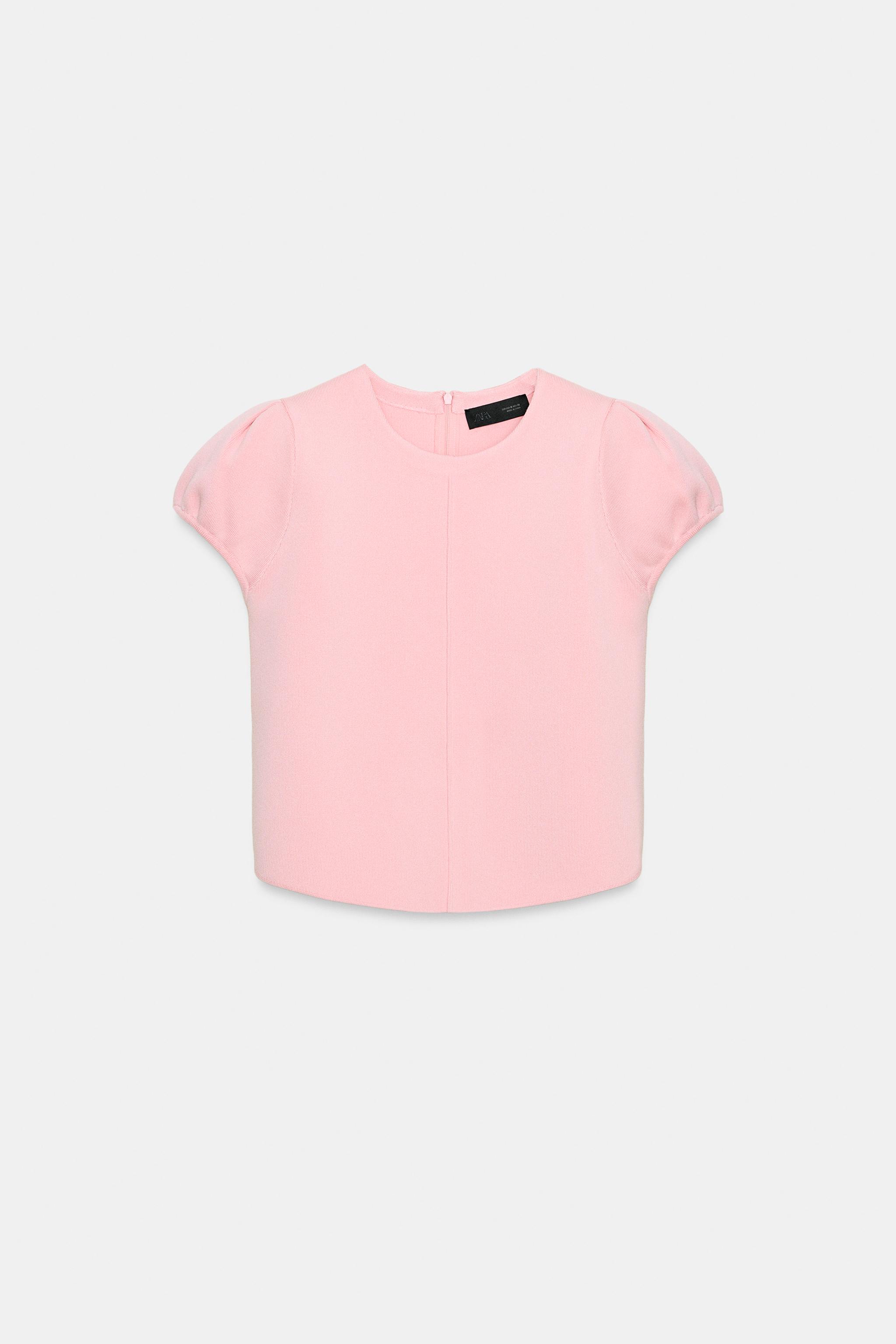 PUFF SHORT SLEEVE KNIT TOP