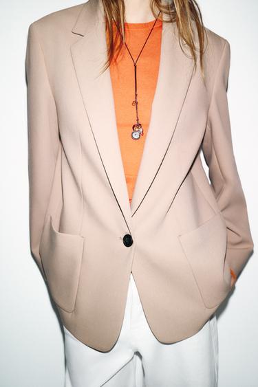 VESTE DROITE À ÉPAULETTES - Sable de Zara - Image 3