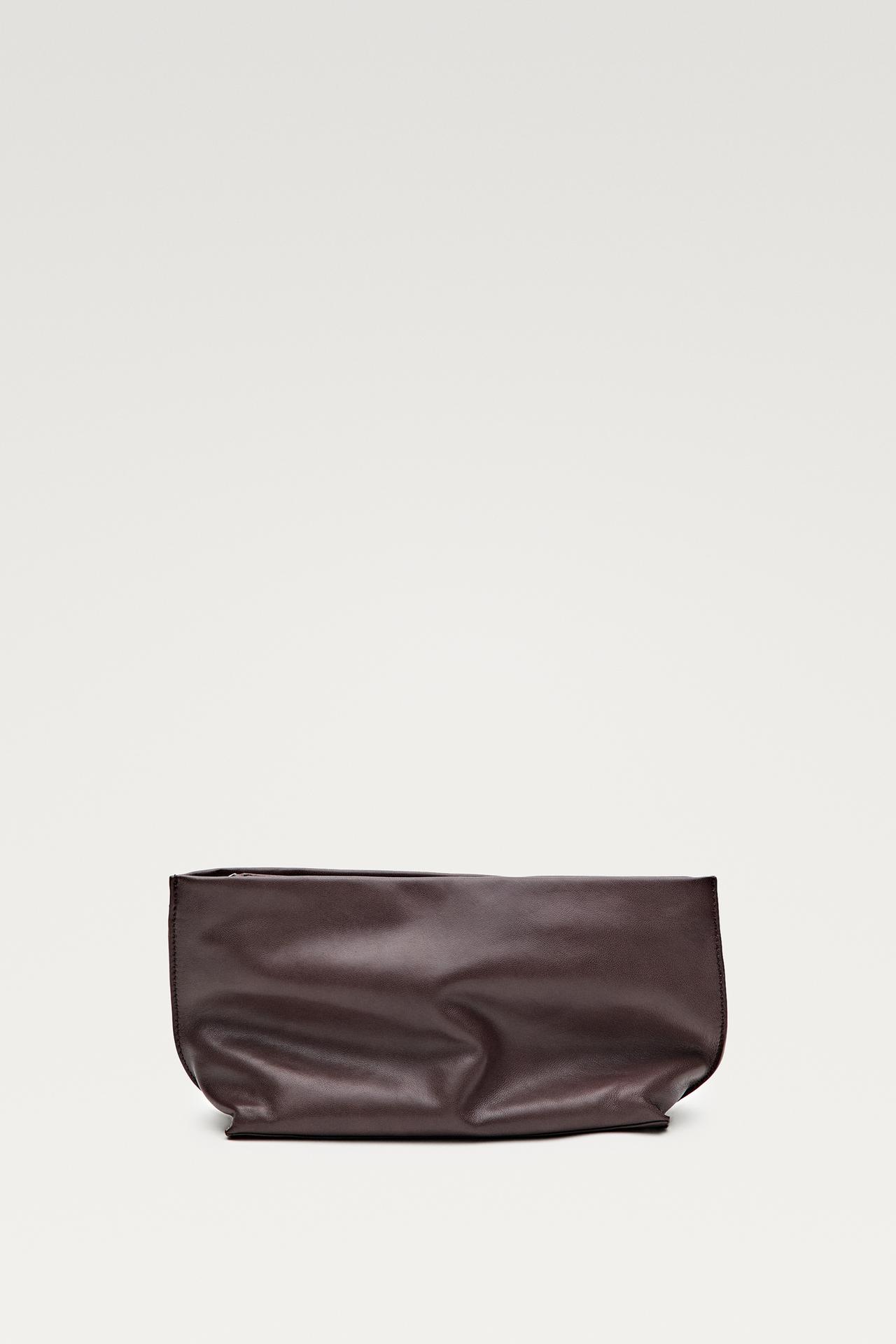 Large soft nappa leather toiletry bag — Brown marl