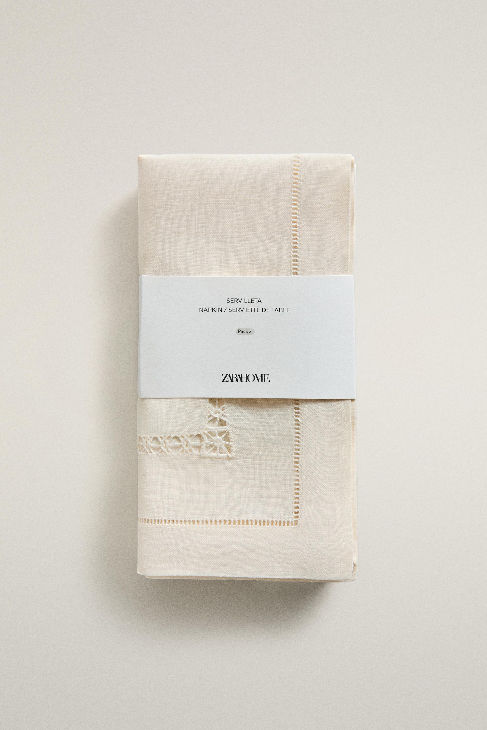 HEMSTITCHED LINEN NAPKIN PACK (PACK OF 2)