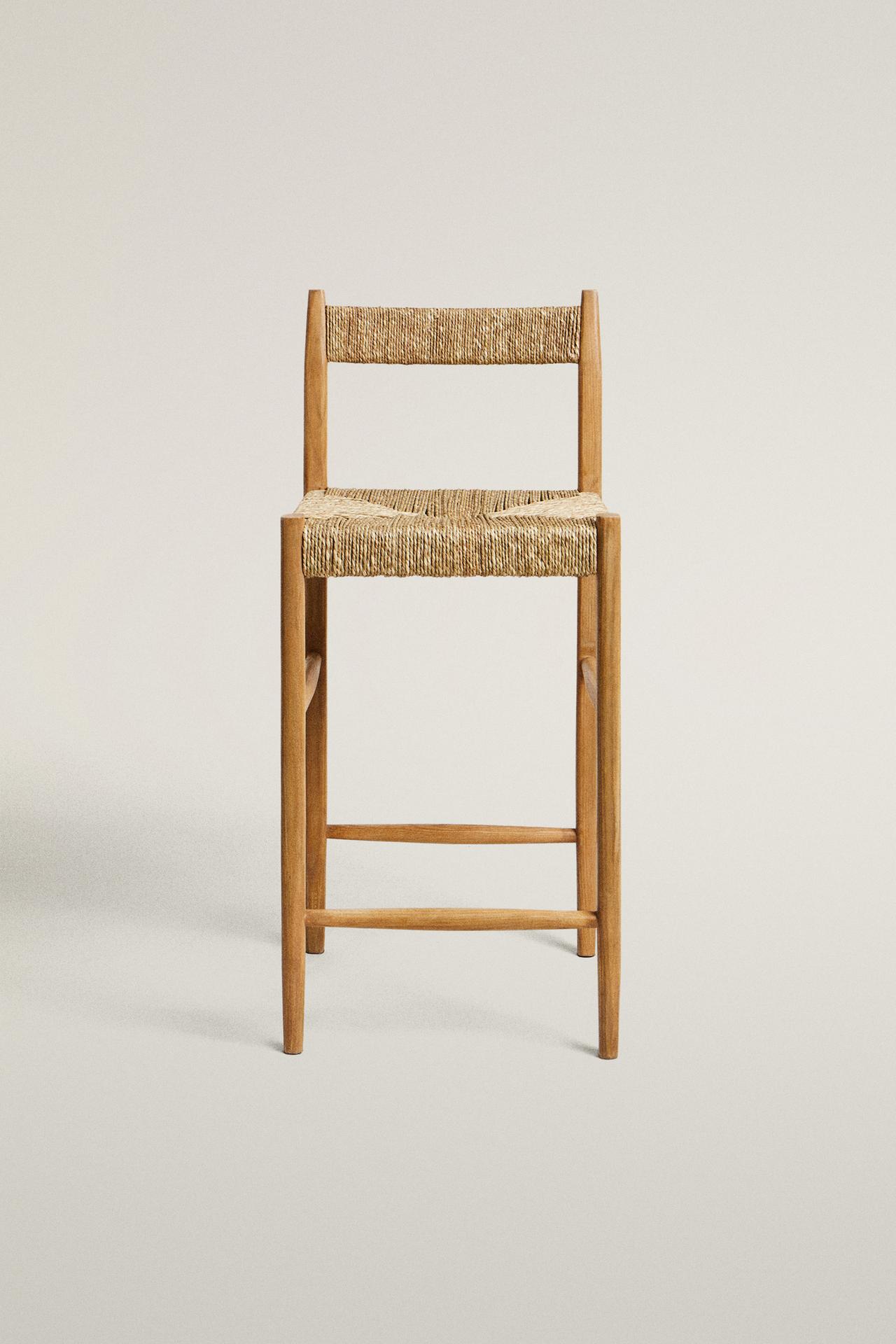 ASH WOOD TALL STOOL — Light beige
