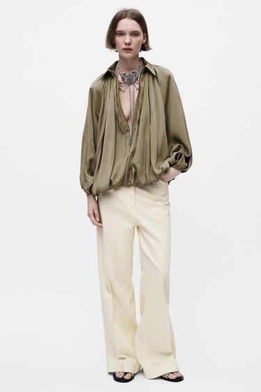 PUFFED BOMBER JACKET - ZW COLLECTION - Light khaki by Zara