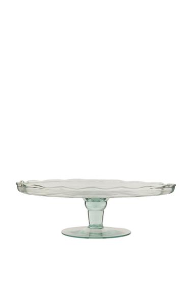 GLASS CAKE SERVING DISH - أخضر مموه الخاص بـ Zara