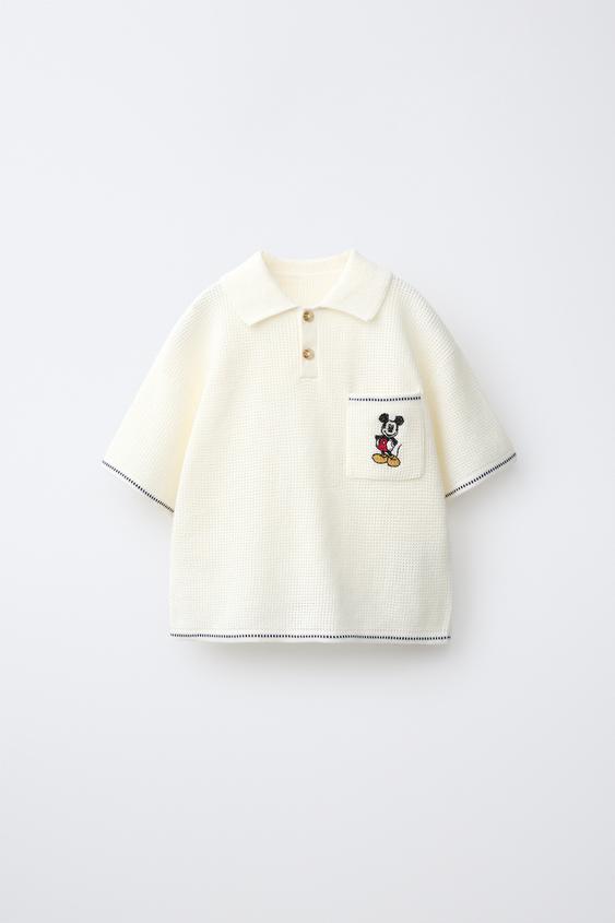 MICKEY MOUSE © DISNEY WAFFLE-KNIT POLO SHIRT - Ecru de Zara - Imagen 0