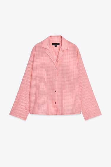 CAMISA PIJAMERA CUADROS ZW COLLECTION - Rosa de Zara - Imagen 0
