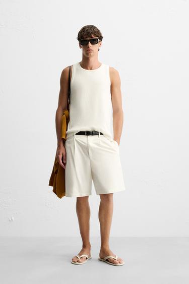 TEXTURED KNIT TANK TOP - Ecru by Zara - Image 0