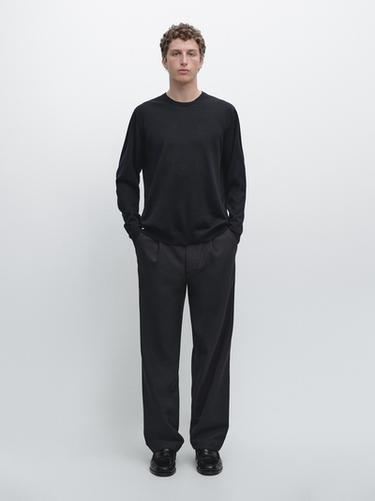 Zara Merino wool knit sweater - Navy blue - Image 0