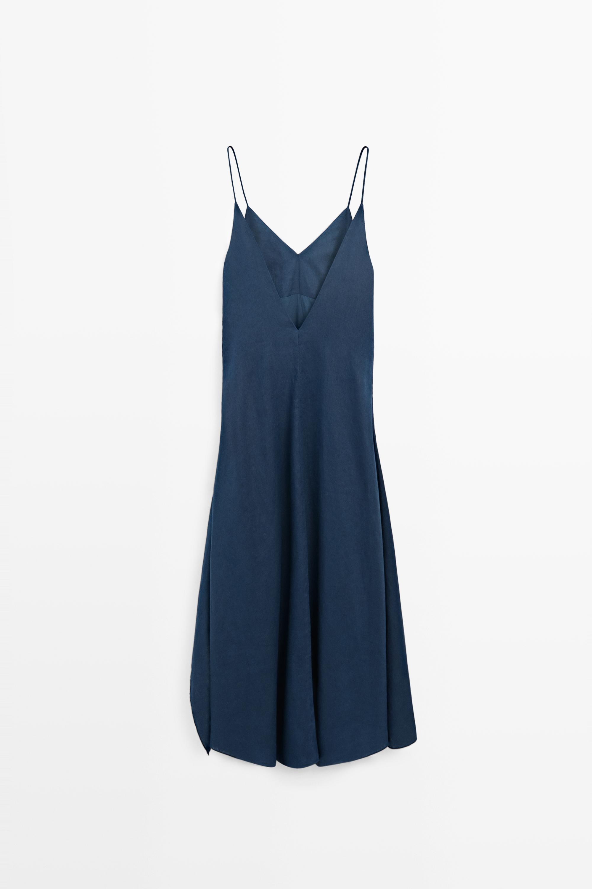 100% linen asymmetric midi dress